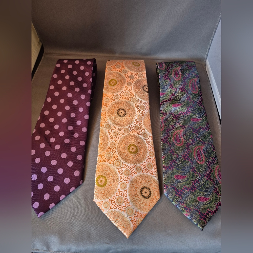 Elegant Men's Tie Set - Purple, Orange, Multicolor